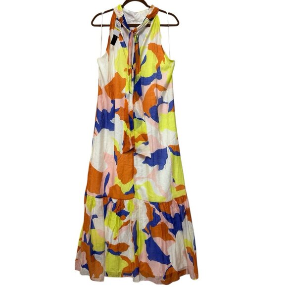 New Cynthia Steffe Halter Maxi Dress Size Medium Multicolor Rayon Blend Boho - Picture 4 of 7